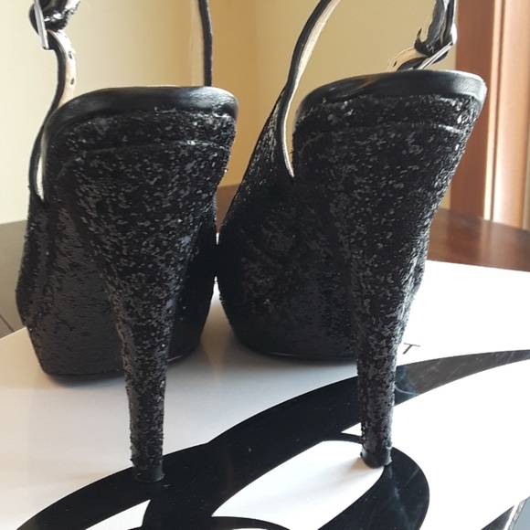 New in Box Nine West Black Glameron Open Toe Heels - Picture 7 of 8
